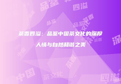 茶香四溢：品鉴中国茶文化的深厚人情与自然和谐之美