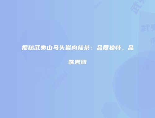 揭秘武夷山马头岩肉桂茶：品质独特，品味岩韵