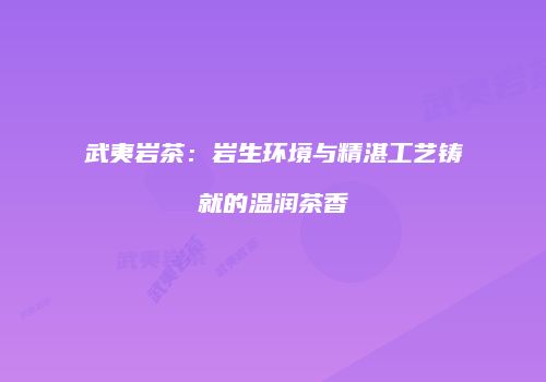 武夷岩茶：岩生环境与精湛工艺铸就的温润茶香