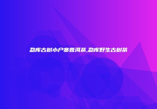 勐库古树小户寨普洱茶,勐库野生古树茶
