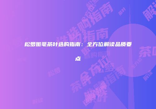 松萝嫩毫茶叶选购指南：全方位解读品质要点