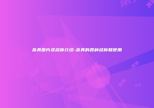 茶具图片及名称介绍-茶具的各种名称和使用