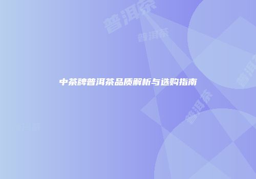 中茶牌普洱茶品质解析与选购指南