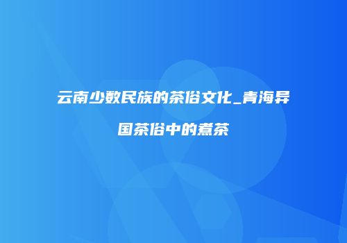 云南少数民族的茶俗文化_青海异国茶俗中的煮茶