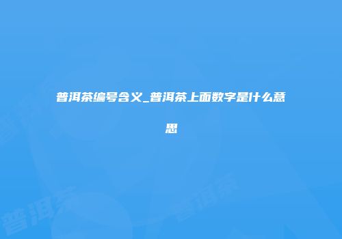 普洱茶编号含义_普洱茶上面数字是什么意思