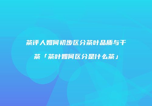 茶评人如何初步区分茶叶品质与干茶「茶叶如何区分是什么茶」