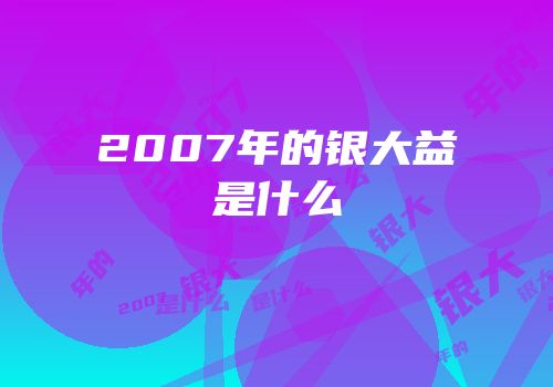 2007年的银大益是什么