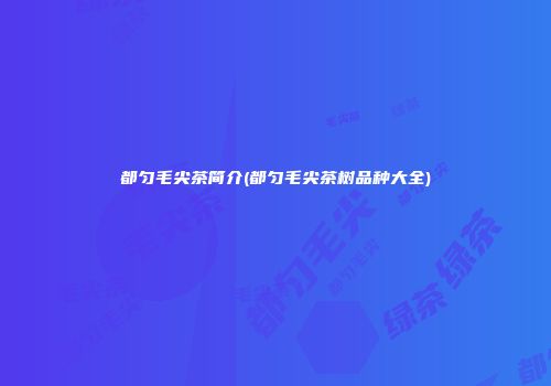 都匀毛尖茶简介(都匀毛尖茶树品种大全)