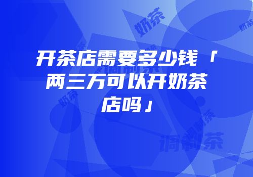 开茶店需要多少钱「两三万可以开奶茶店吗」