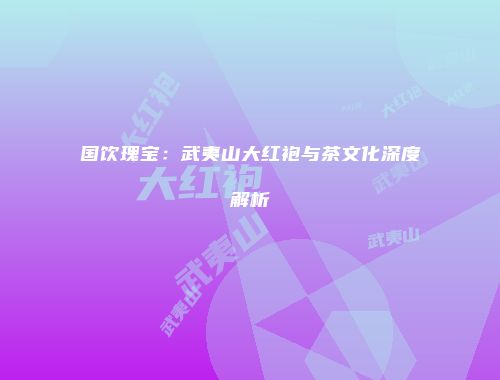 国饮瑰宝：武夷山大红袍与茶文化深度解析