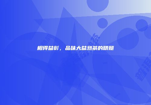 相得益彰，品味大益熟茶的精髓