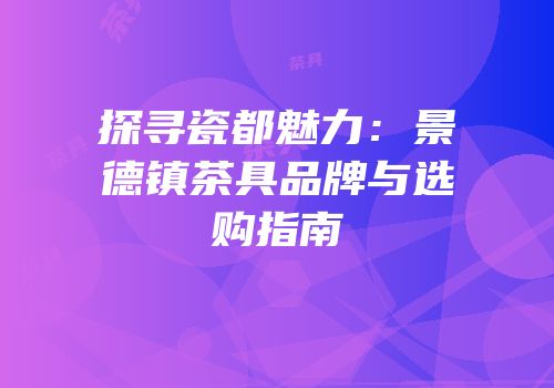 探寻瓷都魅力：景德镇茶具品牌与选购指南