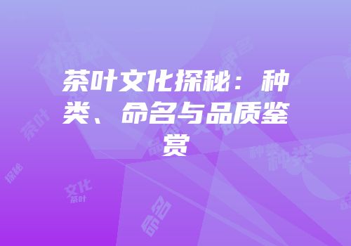 茶叶文化探秘：种类、命名与品质鉴赏