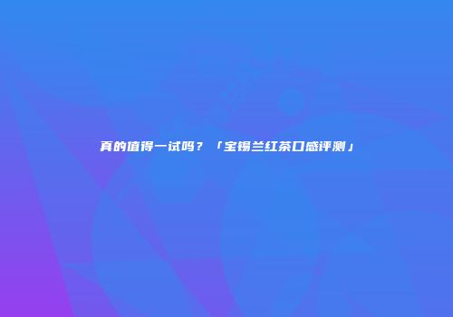 真的值得一试吗？「宝锡兰红茶口感评测」