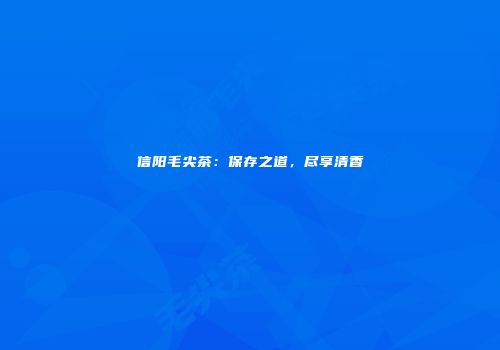 信阳毛尖茶：保存之道，尽享清香