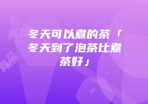 冬天可以煮的茶「冬天到了泡茶比煮茶好」
