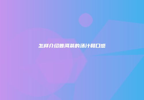 怎样介绍普洱茶的汤汁和口感