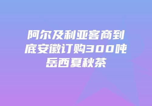 阿尔及利亚客商到底安徽订购300吨岳西夏秋茶