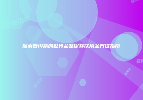 探索普洱茶的世界品鉴保存饮用全方位指南