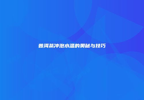 普洱茶冲泡水温的奥秘与技巧