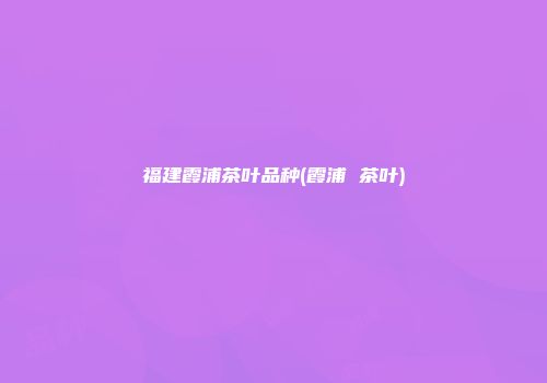 福建霞浦茶叶品种(霞浦 茶叶)