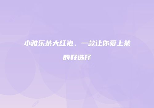 小雅乐茶大红袍，一款让你爱上茶的好选择
