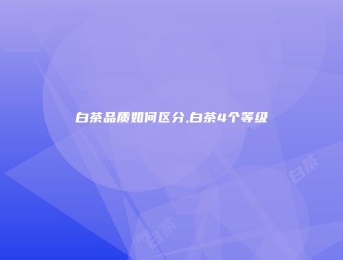 白茶品质如何区分,白茶4个等级