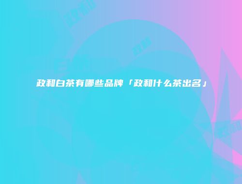 政和白茶有哪些品牌「政和什么茶出名」