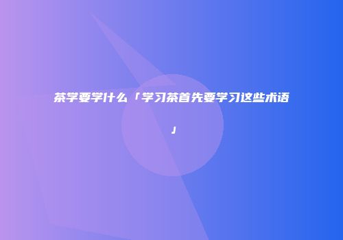 茶学要学什么「学习茶首先要学习这些术语」