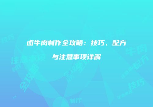 卤牛肉制作全攻略：技巧、配方与注意事项详解