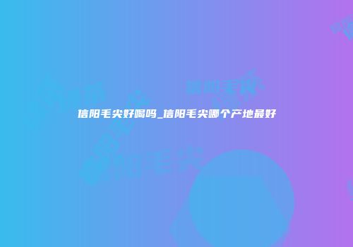信阳毛尖好喝吗_信阳毛尖哪个产地最好