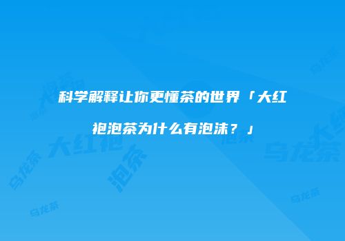 科学解释让你更懂茶的世界「大红袍泡茶为什么有泡沫？」