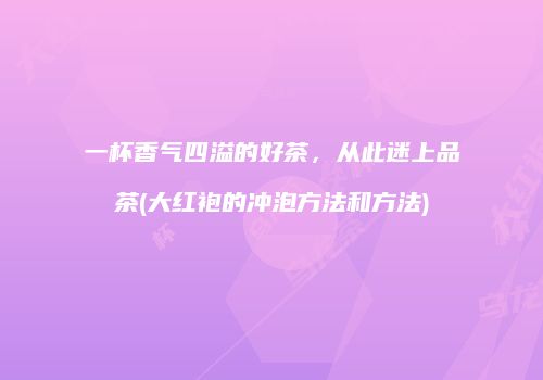 一杯香气四溢的好茶，从此迷上品茶(大红袍的冲泡方法和方法)