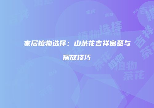 家居植物选择：山茶花吉祥寓意与摆放技巧