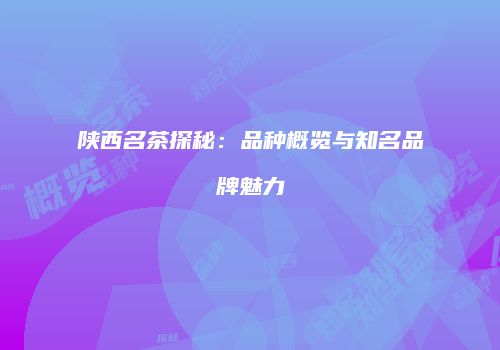陕西名茶探秘：品种概览与知名品牌魅力