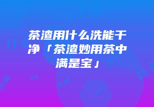 茶渣用什么洗能干净「茶渣妙用茶中满是宝」