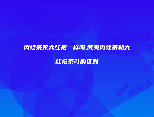 肉桂茶跟大红袍一样吗,武夷肉桂茶和大红袍茶叶的区别