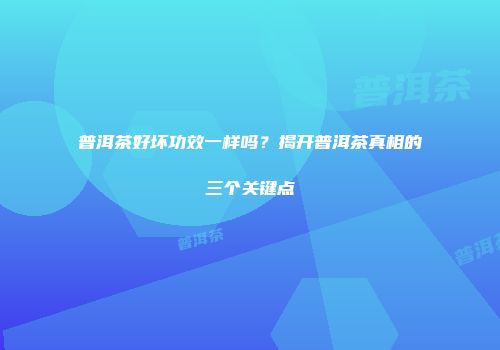 普洱茶好坏功效一样吗？揭开普洱茶真相的三个关键点