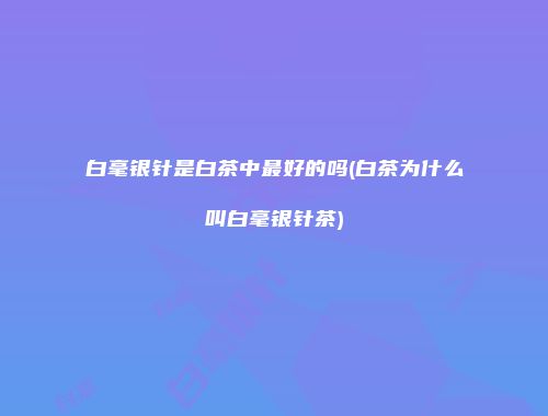 白毫银针是白茶中最好的吗(白茶为什么叫白毫银针茶)