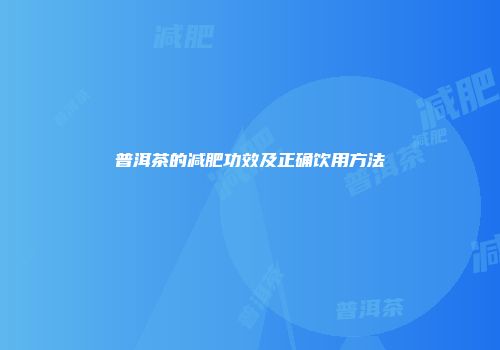 普洱茶的减肥功效及正确饮用方法