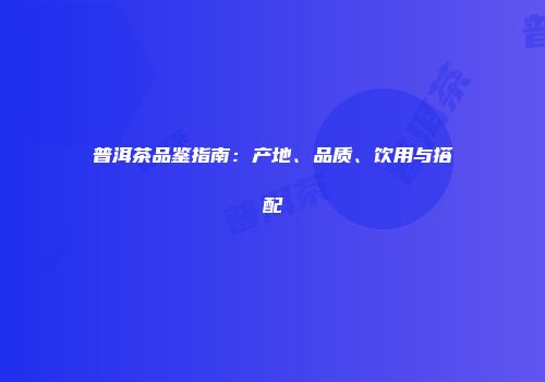 普洱茶品鉴指南：产地、品质、饮用与搭配