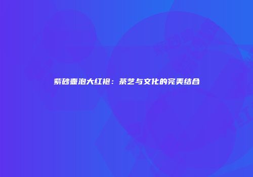 紫砂壶泡大红袍：茶艺与文化的完美结合