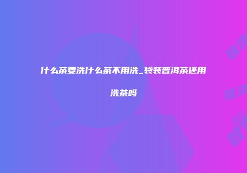 什么茶要洗什么茶不用洗_袋装普洱茶还用洗茶吗