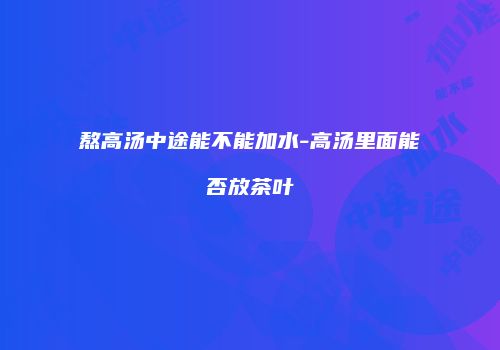 熬高汤中途能不能加水-高汤里面能否放茶叶