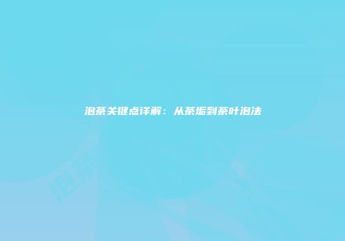 泡茶关键点详解：从茶垢到茶叶泡法