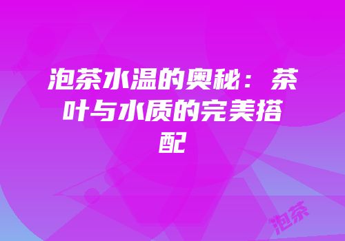 泡茶水温的奥秘：茶叶与水质的完美搭配