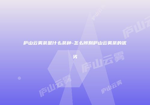 庐山云雾茶是什么茶种-怎么辨别庐山云雾茶的优劣