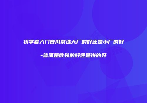 初学者入门普洱茶选大厂的好还是小厂的好-普洱是散装的好还是饼的好