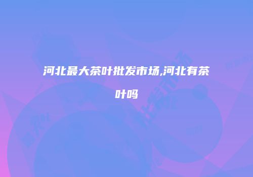 河北最大茶叶批发市场,河北有茶叶吗