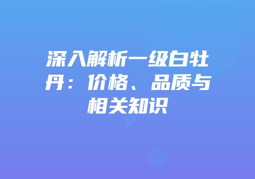 深入解析一级白牡丹：价格、品质与相关知识